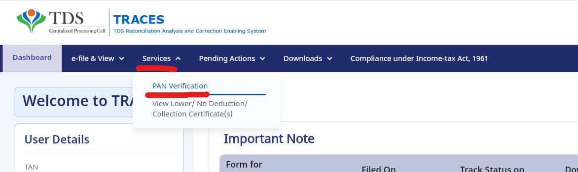 How to Do PAN verification on TRACES