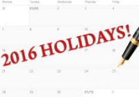 List Of Holidays 2016