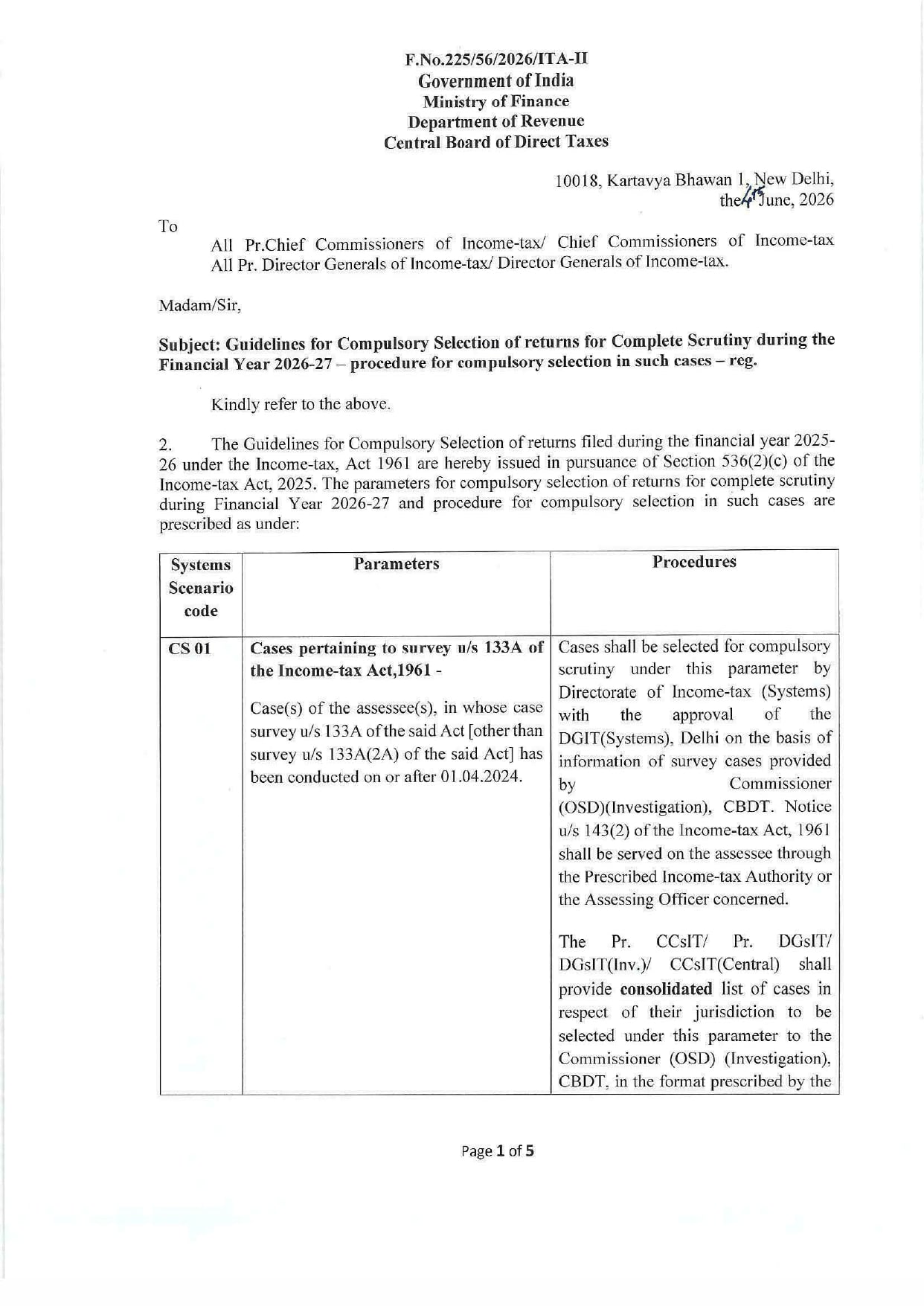 NOTIFICATION F .NO.225/56/2026/IT A-II
